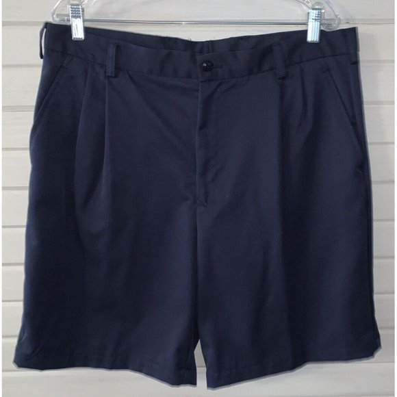 Bolle Tech Sz 38 Navy Blue Pleated Front Performance Golf Shorts EUC - Picture 1 of 9